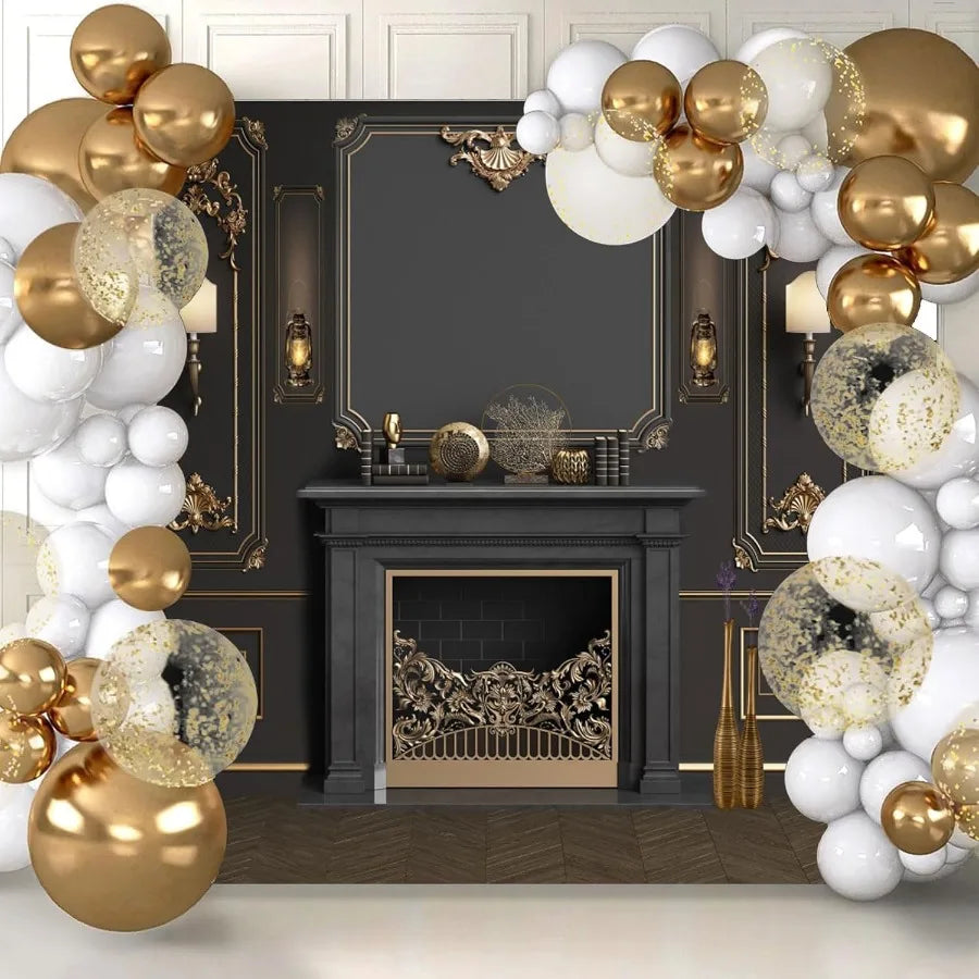 Yeele Vintage Wall Backdrop 10x10ft Black and Gold Empty Room Interior Elegant Wall Photography Background Luxury Fireplace Hom