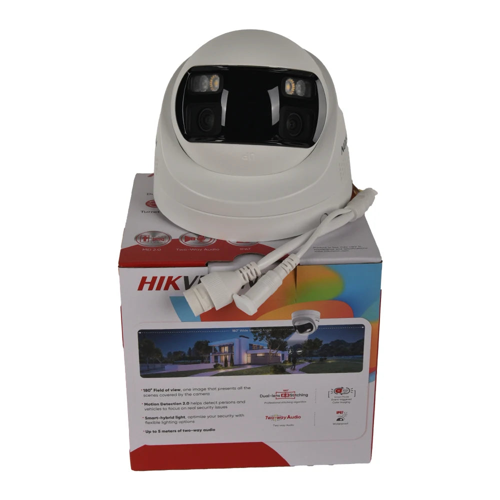 Hikvision 8MP IP Camera Dual Lens 180 View Strobe Audio