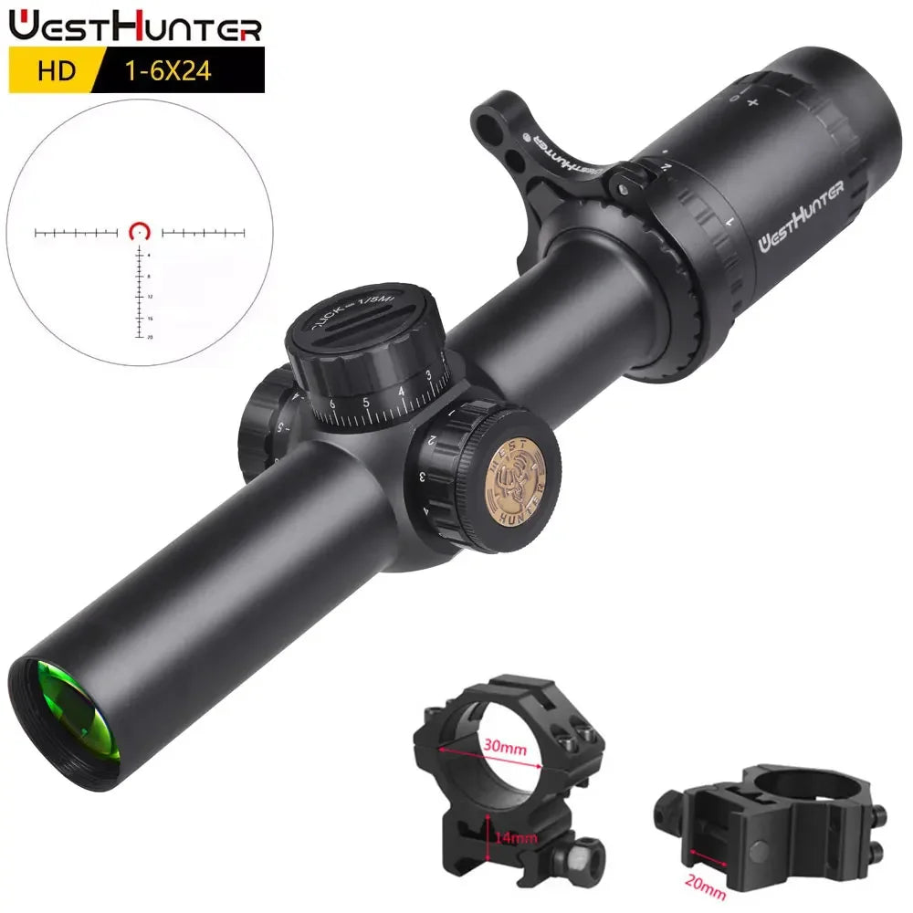 WestHunter HD 1 6X24 IR LPVO Rifle Scope With Illumination
