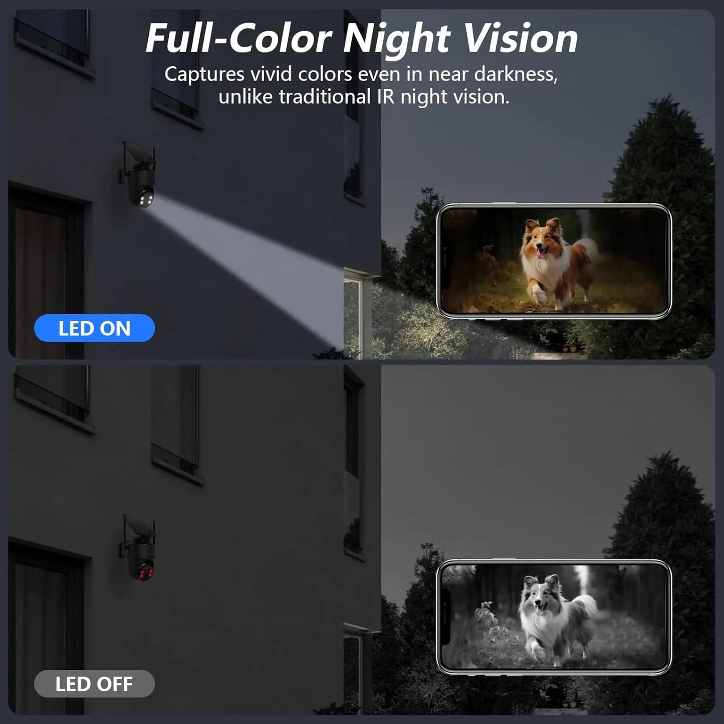 Wireless Outdoor Security Camera 2K Night Vision Works With Alexa