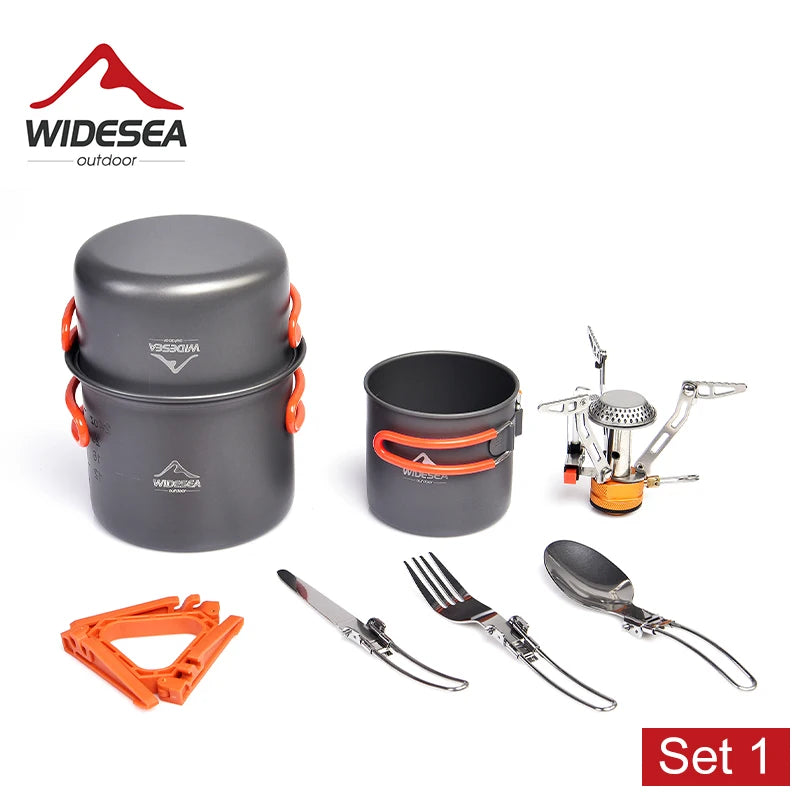 Widesea Camping Cookware Set Portable Pot and Stove Kit