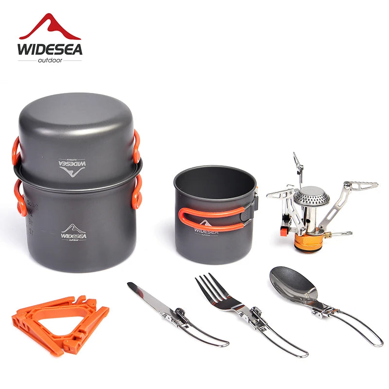 Widesea Camping Cookware Set Portable Pot and Stove Kit