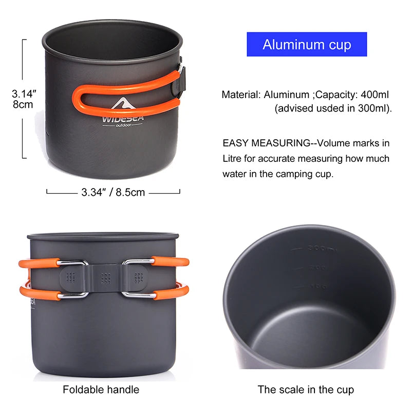 Widesea Camping Cookware Set Portable Pot and Stove Kit