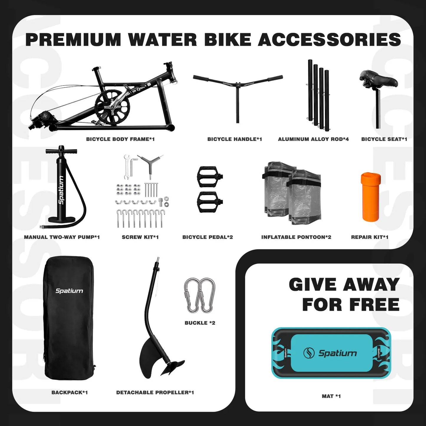 Spatium Water Bike 2.0 Inflatable Pedal Boat Kayak Stable