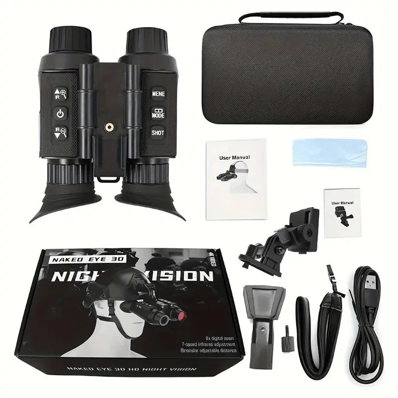 Head-Mounted Night Vision Goggles for Adults, 4K 3D Visual Digital Night Vision Binocular with Head Strap and 32GB Memory Card,