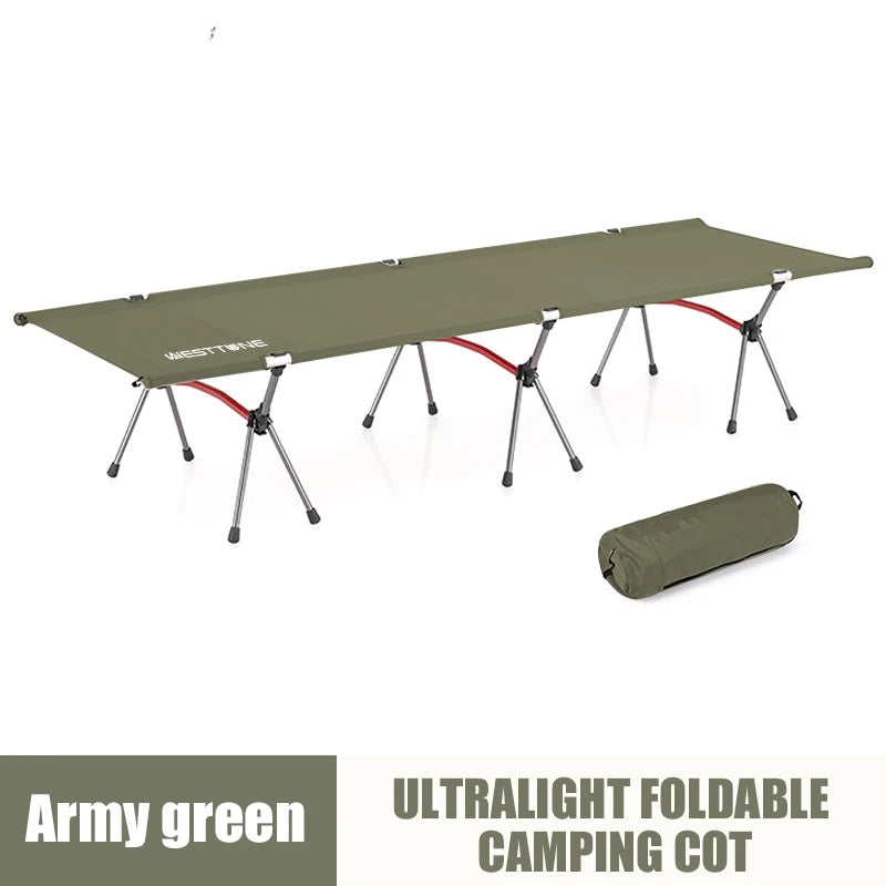 WESTTUNE Camping Cot With Leg Extenders Ultralight Aluminum Bed
