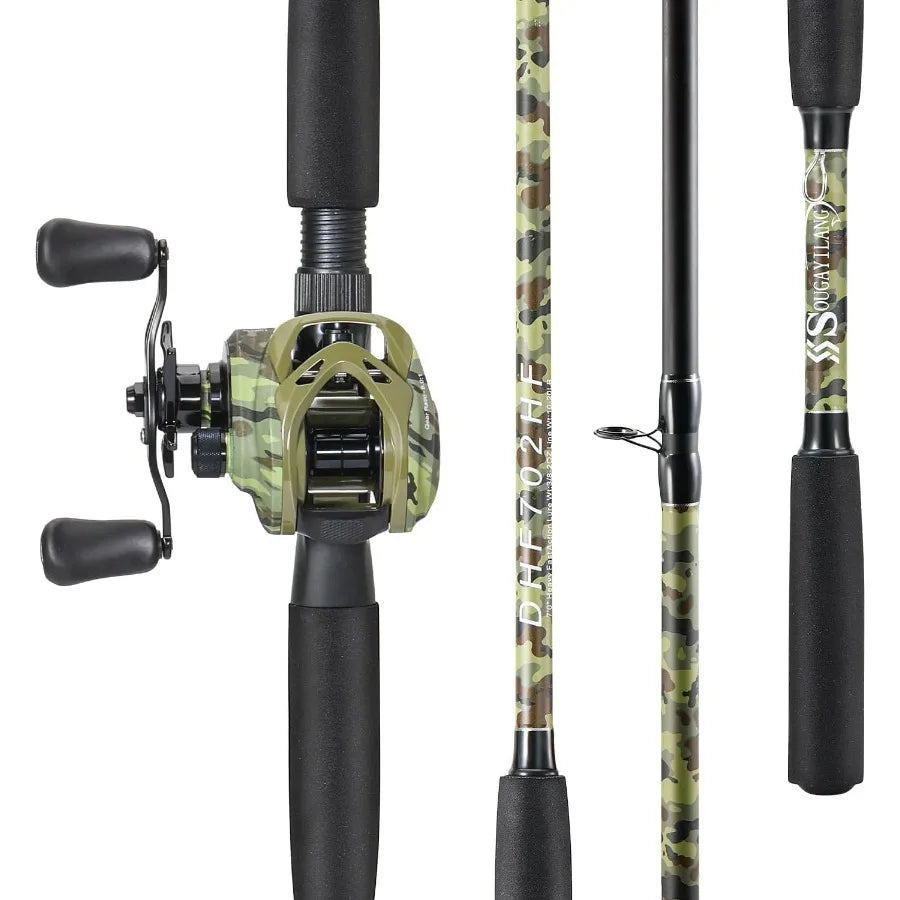 Fishing Pole Casting Reel Combo with Durable Rod Handle Medium Heavy for Catfish Salmon and Steelhead 7'0 Ideal for
