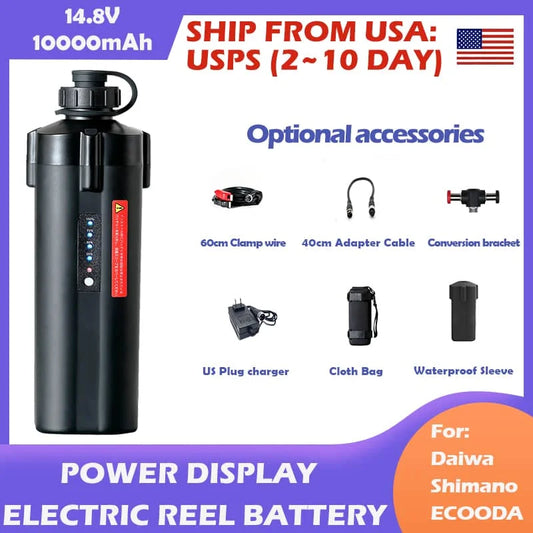 10000mAh Sea Fishing Electric Reel Battery For Shimano Daiwa Ecooda