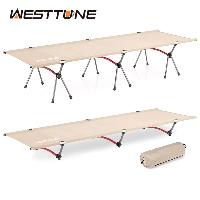 WESTTUNE Camping Cot With Leg Extenders Ultralight Aluminum Bed