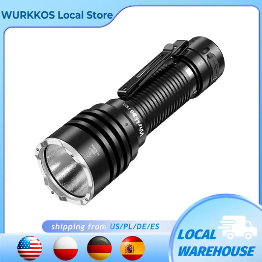 Wurkkos TS23 21700 Rechargeable Tactical Flashlight XHP70.3 HI LED 5000Lm Torch IPX8 Waterproof Two Group Mode EDC Tail Switch