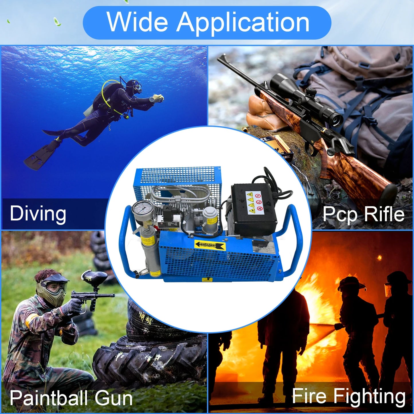 TUDIVING 4500 PSI 300 Bar High Pressure PCP Diving Compressor 110V