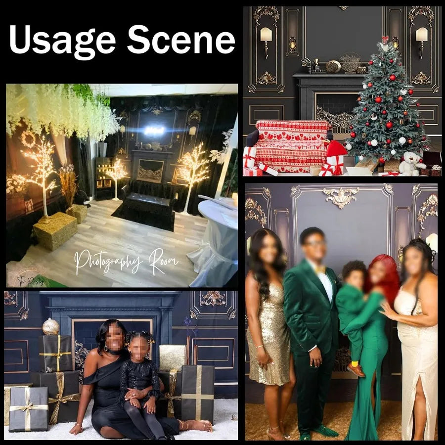Yeele Vintage Wall Backdrop 10x10ft Black and Gold Empty Room Interior Elegant Wall Photography Background Luxury Fireplace Hom