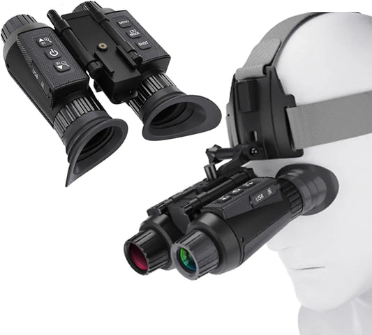 Head-Mounted Night Vision Goggles for Adults, 4K 3D Visual Digital Night Vision Binocular with Head Strap and 32GB Memory Card,