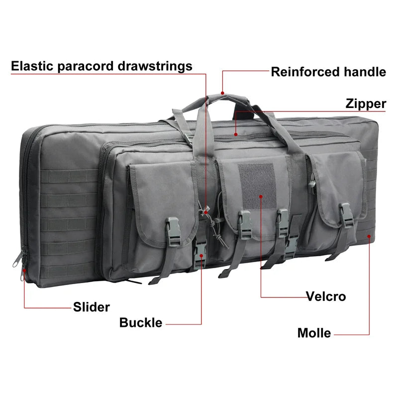 LQARMY Tactical Double Rifle Case MOLLE Bag Sniper Airsoft
