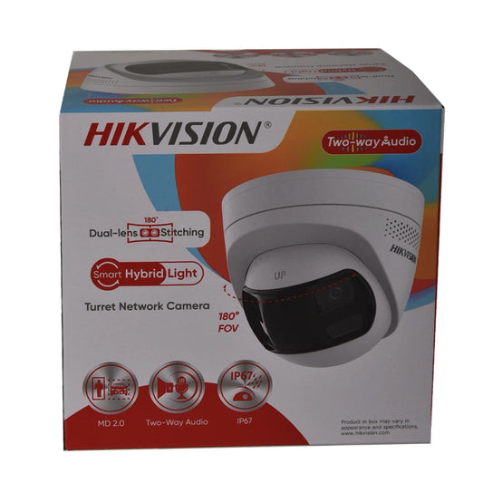 Hikvision 8MP IP Camera Dual Lens 180 View Strobe Audio