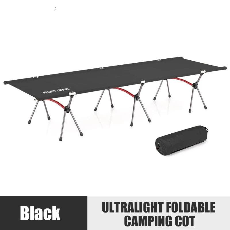 WESTTUNE Camping Cot With Leg Extenders Ultralight Aluminum Bed