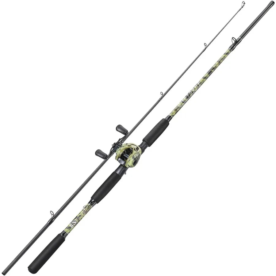 Fishing Pole Casting Reel Combo with Durable Rod Handle Medium Heavy for Catfish Salmon and Steelhead 7'0 Ideal for