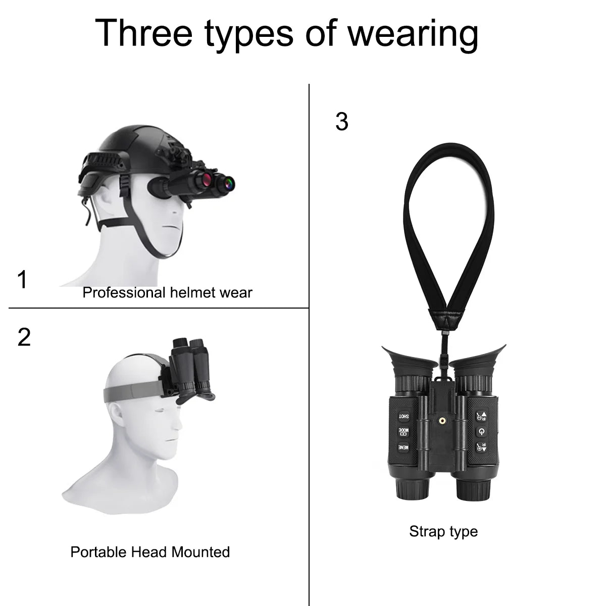Head-Mounted Night Vision Goggles for Adults, 4K 3D Visual Digital Night Vision Binocular with Head Strap and 32GB Memory Card,