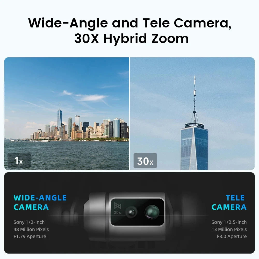 X8 Tele Max Drone With 30X Hybrid Zoom 4K 60FPS 3 Axis Gimbal