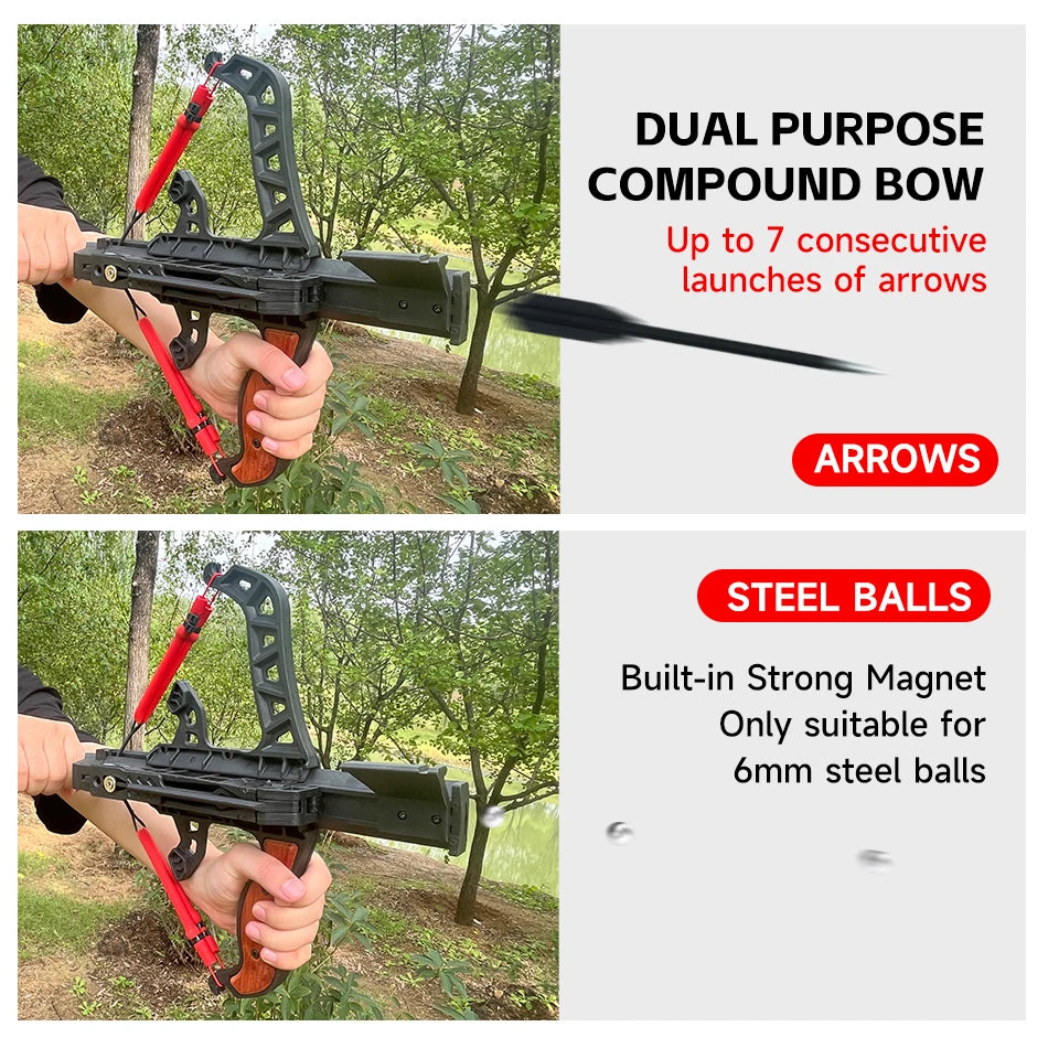 Dual Purpose Archery Bow With Steel Ball Shooting Package Compound