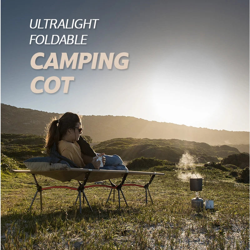 WESTTUNE Camping Cot With Leg Extenders Ultralight Aluminum Bed