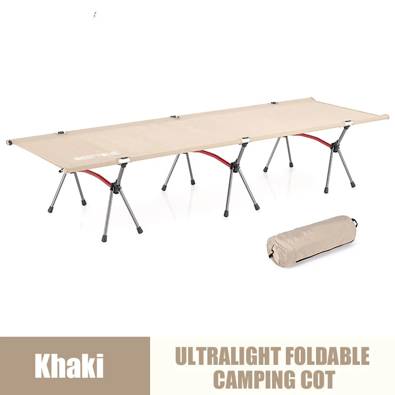 WESTTUNE Camping Cot With Leg Extenders Ultralight Aluminum Bed